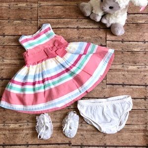 Newborn dress set and matching shoes.